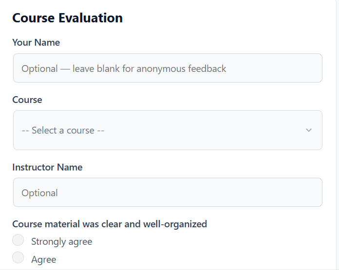 Course Evaluation
