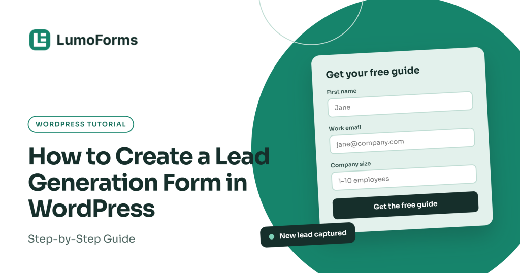 Lead generation form on a WordPress website built with Lumo Forms
